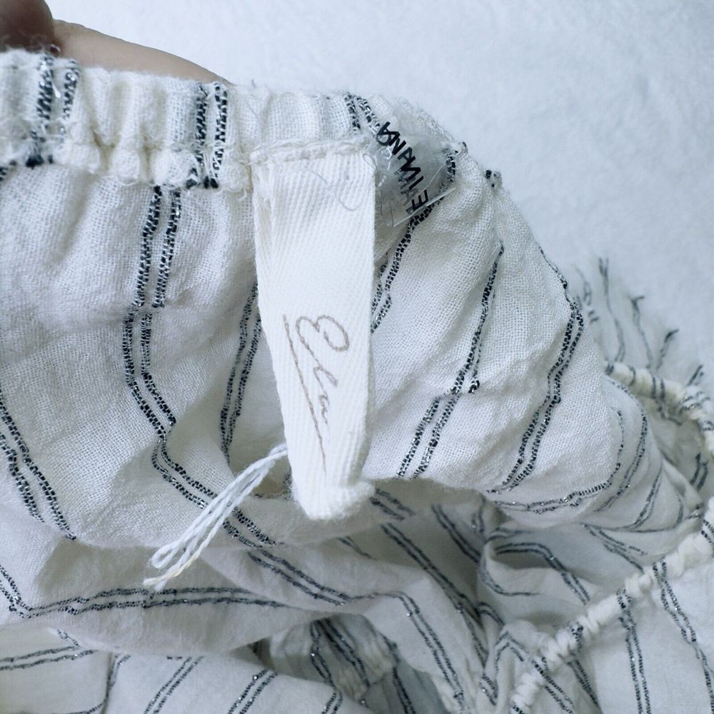 Elan Ruffled Raw‎ Hem Off The Shoulders Striped Jumpsuit With Pockets Size M - Picture 4 of 6